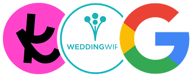 The Knot, WeddingWire, and Google review badges